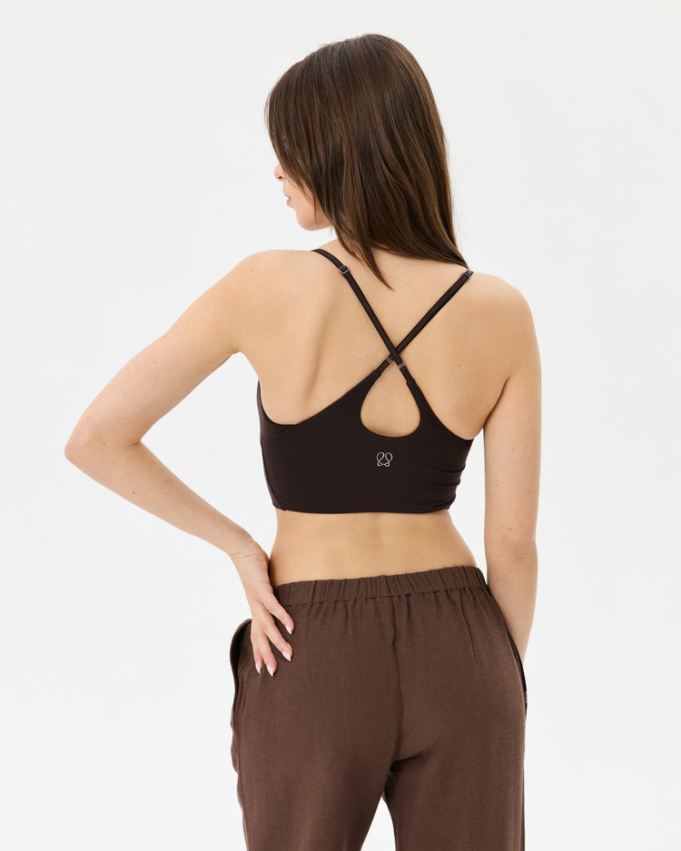 Kahverengi Büzgülü Askılı Büstiyer