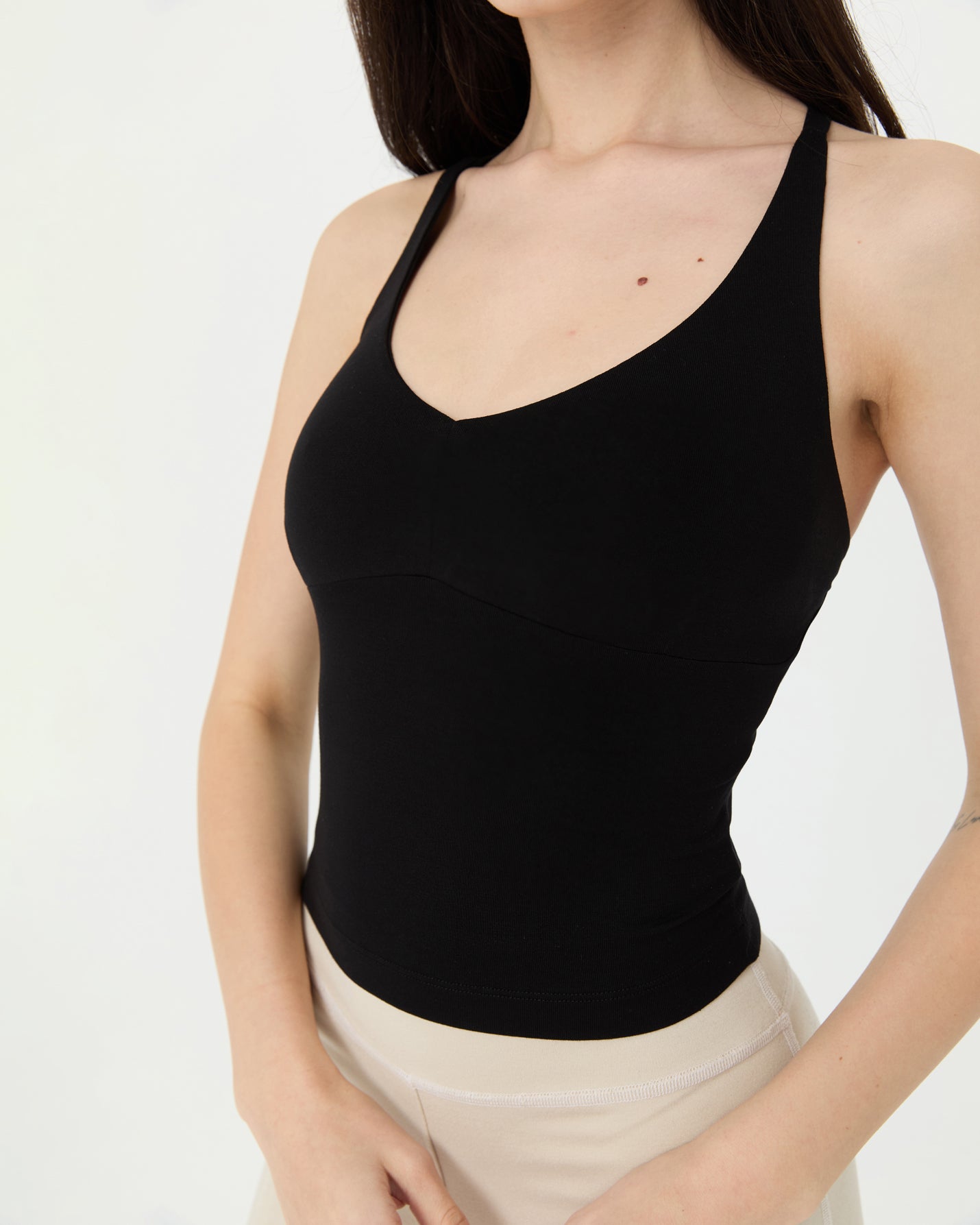 Siyah V Yaka Longline Bralet