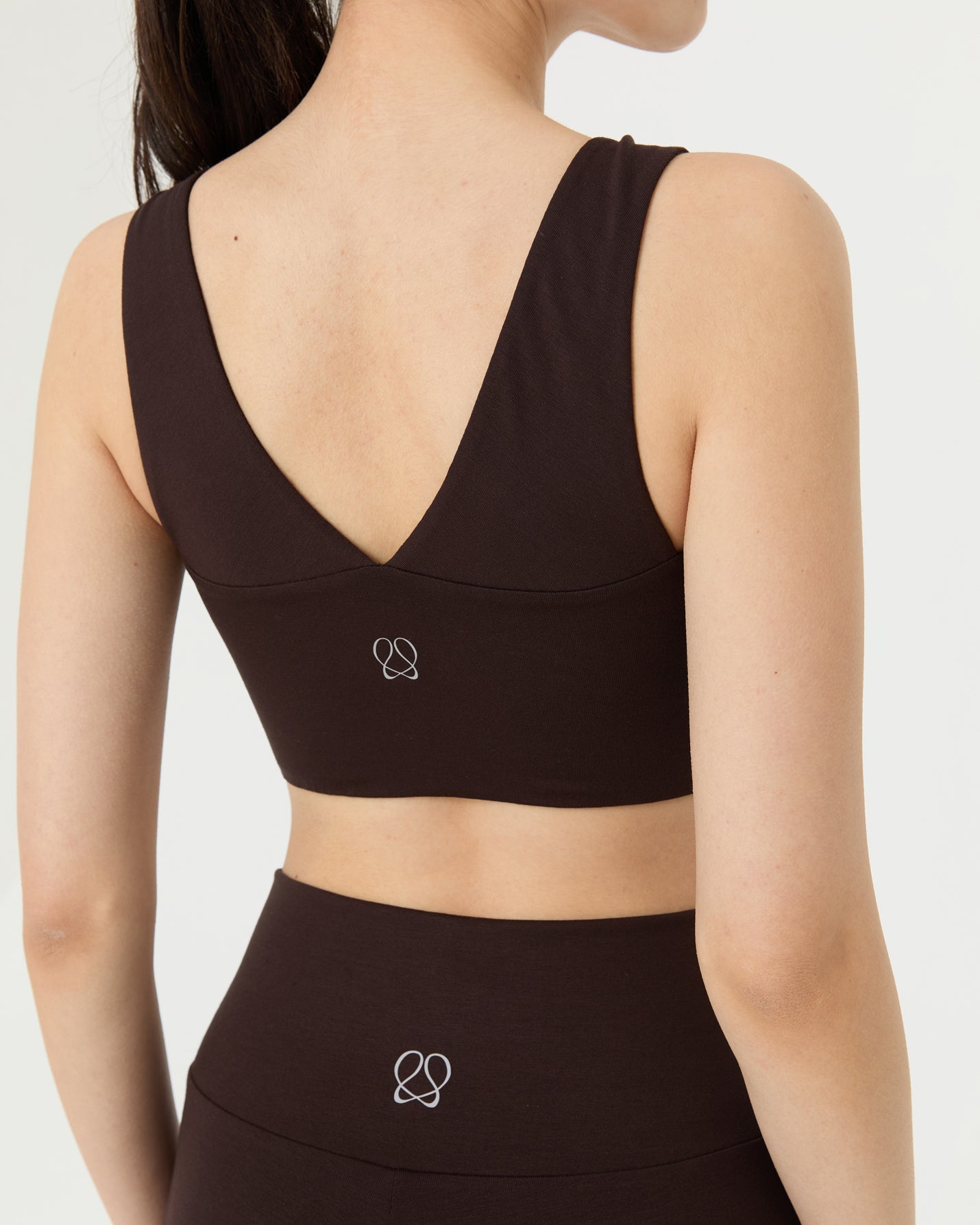 Kahverengi Büzgülü V Yaka Yoga Bra