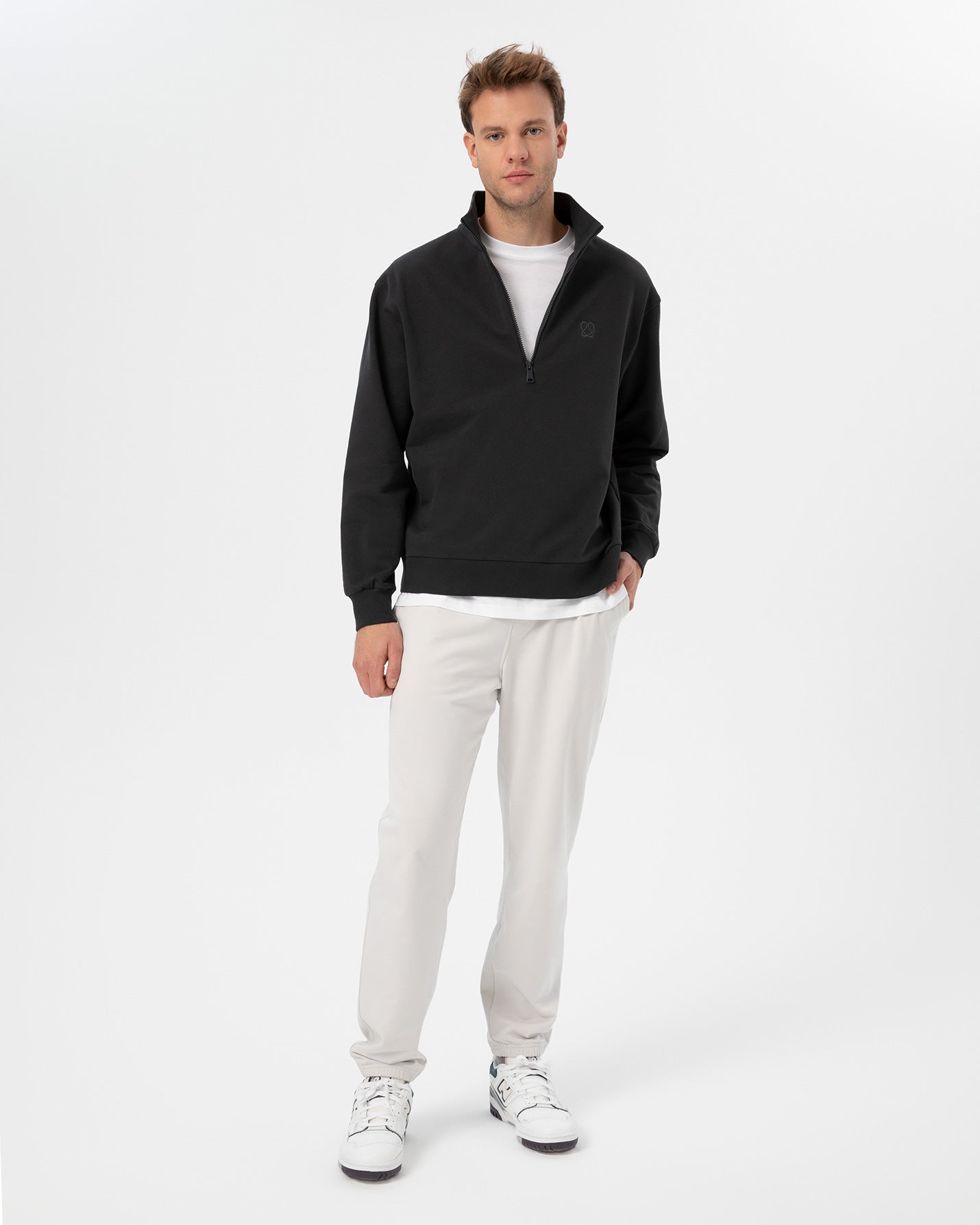 Antrasit Erkek Dik Yaka Sweatshirt