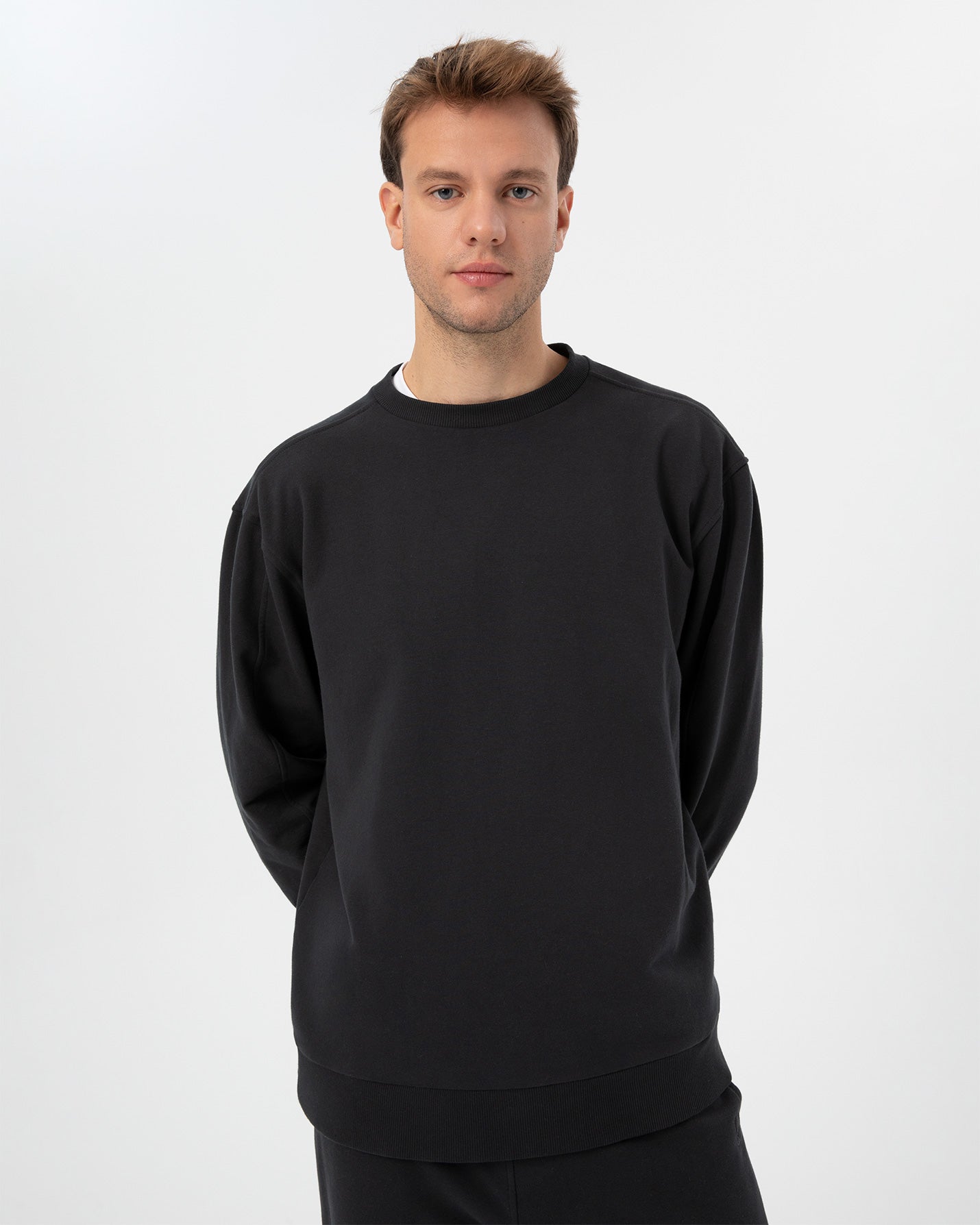 Antrasit Erkek Bisiklet Yaka Sweatshirt