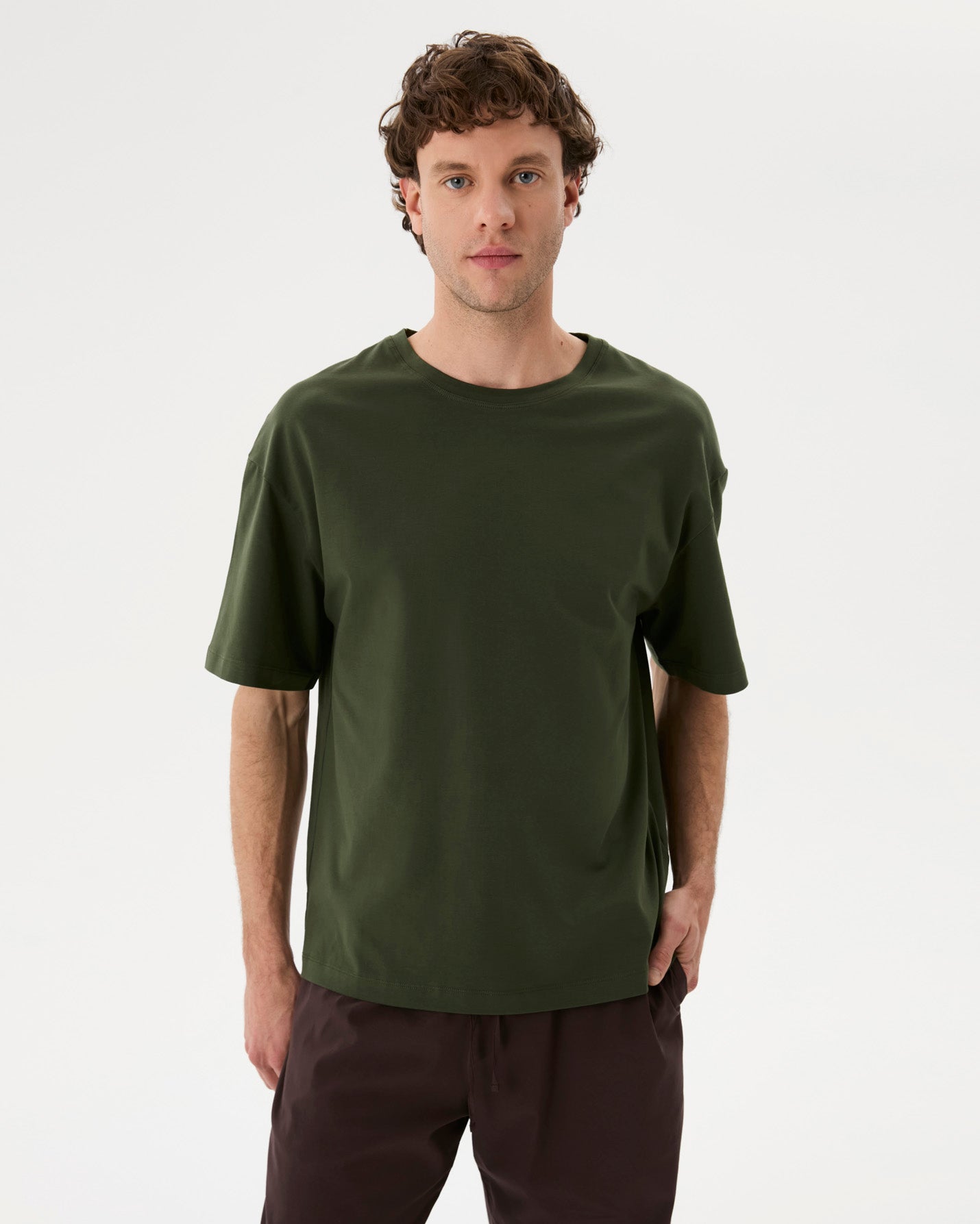 Haki Erkek Oversize T-shirt