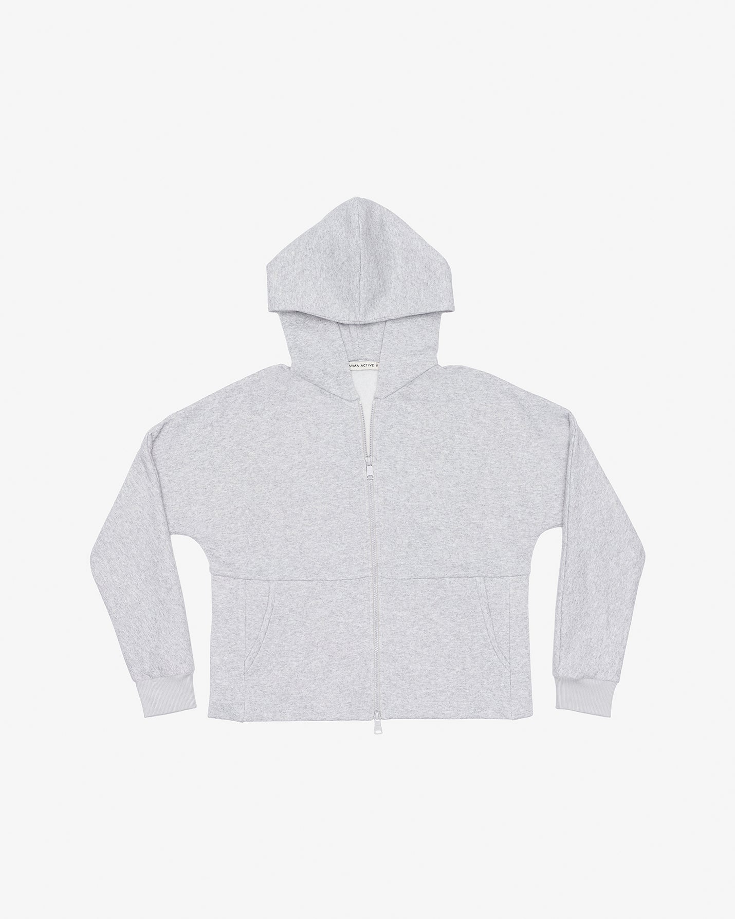 Gri Melanj Fermuarlı Hoodie