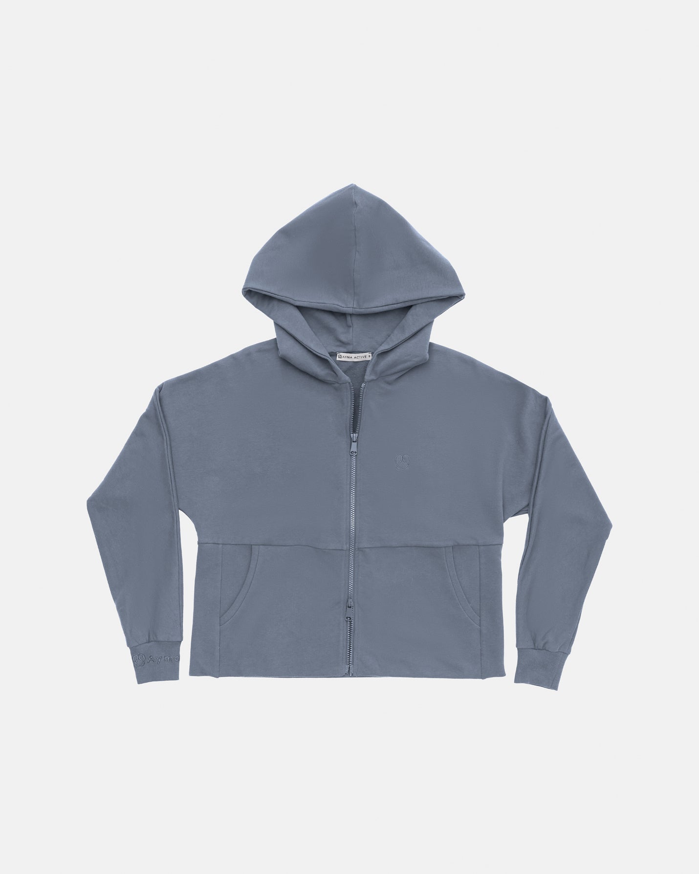 Mavi Ladin Fermuarlı Hoodie