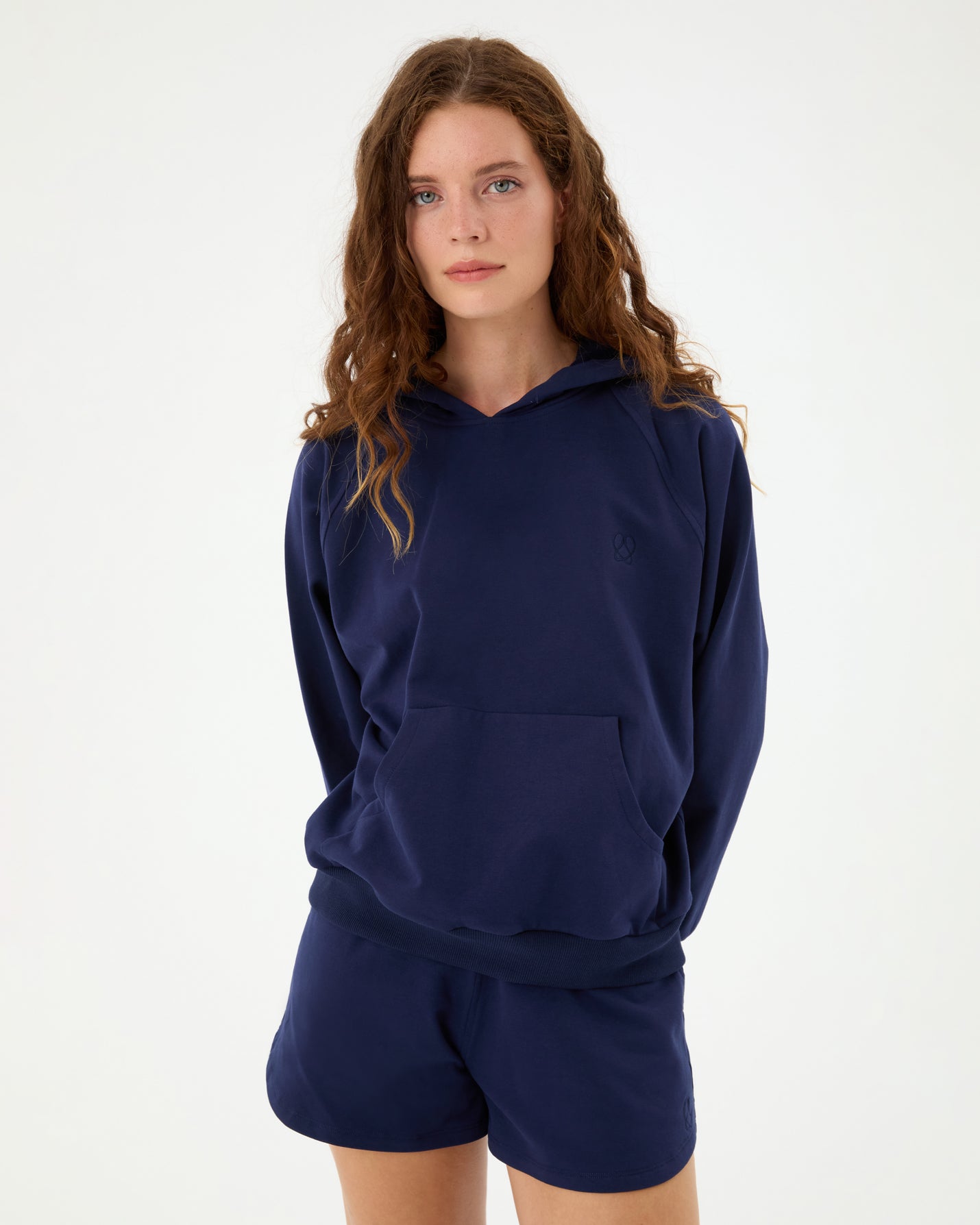 Indigo Kapşonlu Oversize Sweatshirt