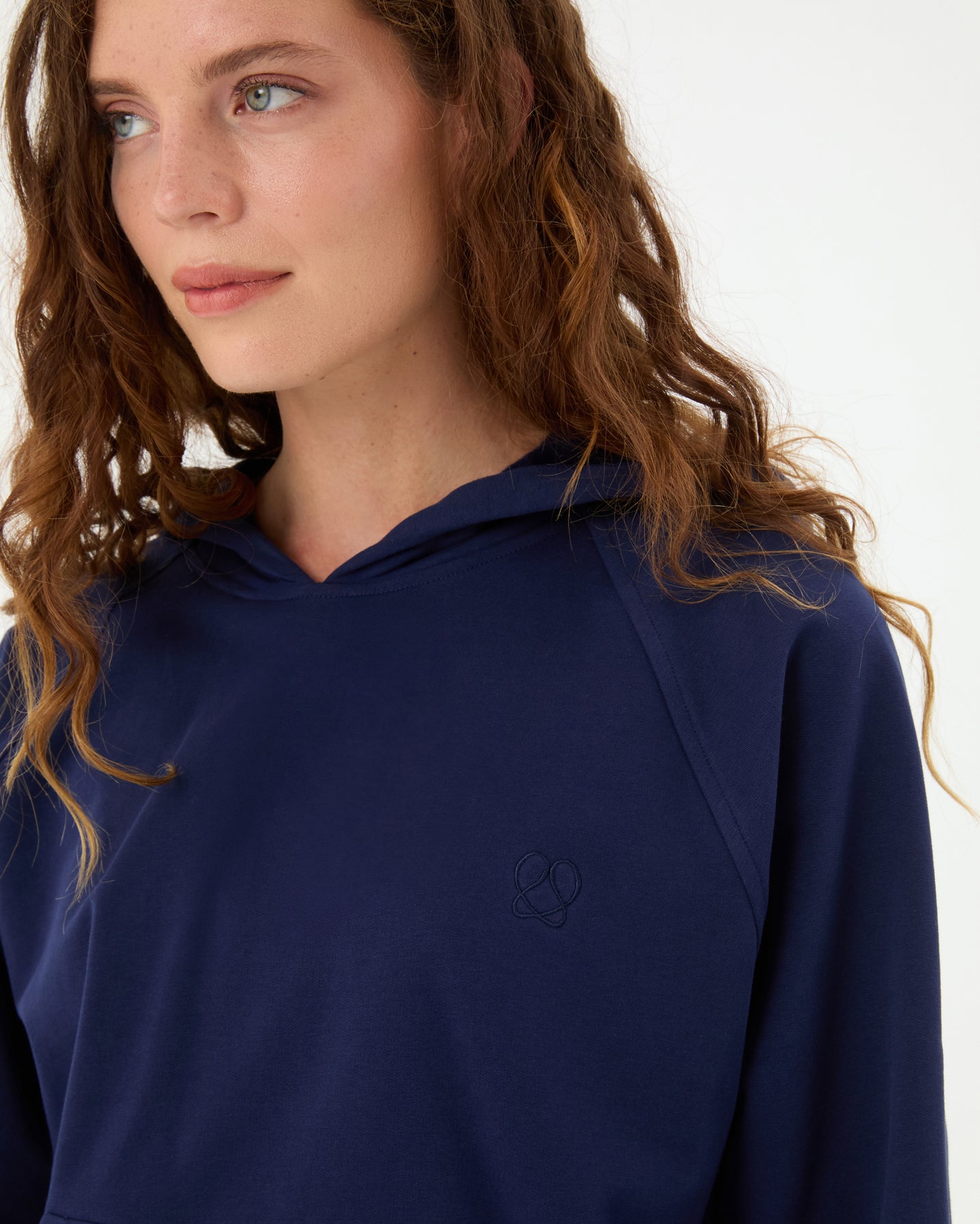Indigo Kapşonlu Oversize Sweatshirt