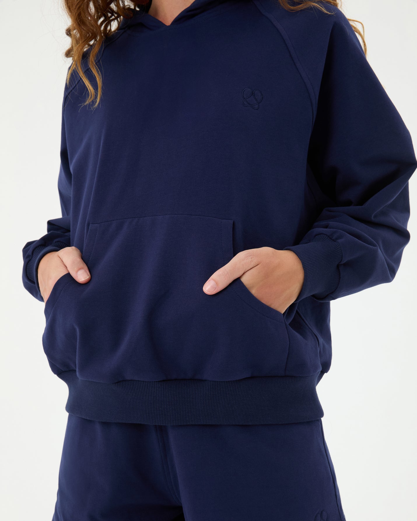 Indigo Kapşonlu Oversize Sweatshirt