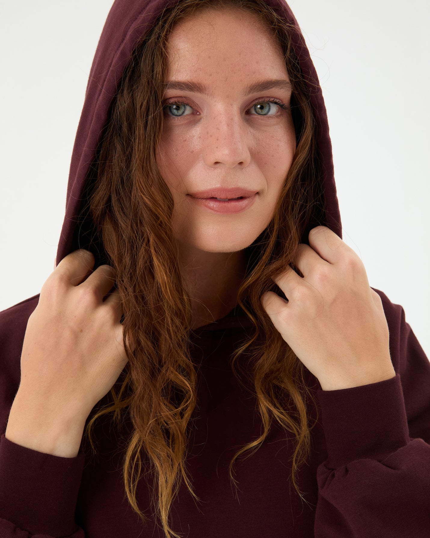 Kestane Kapşonlu Oversize Sweatshirt