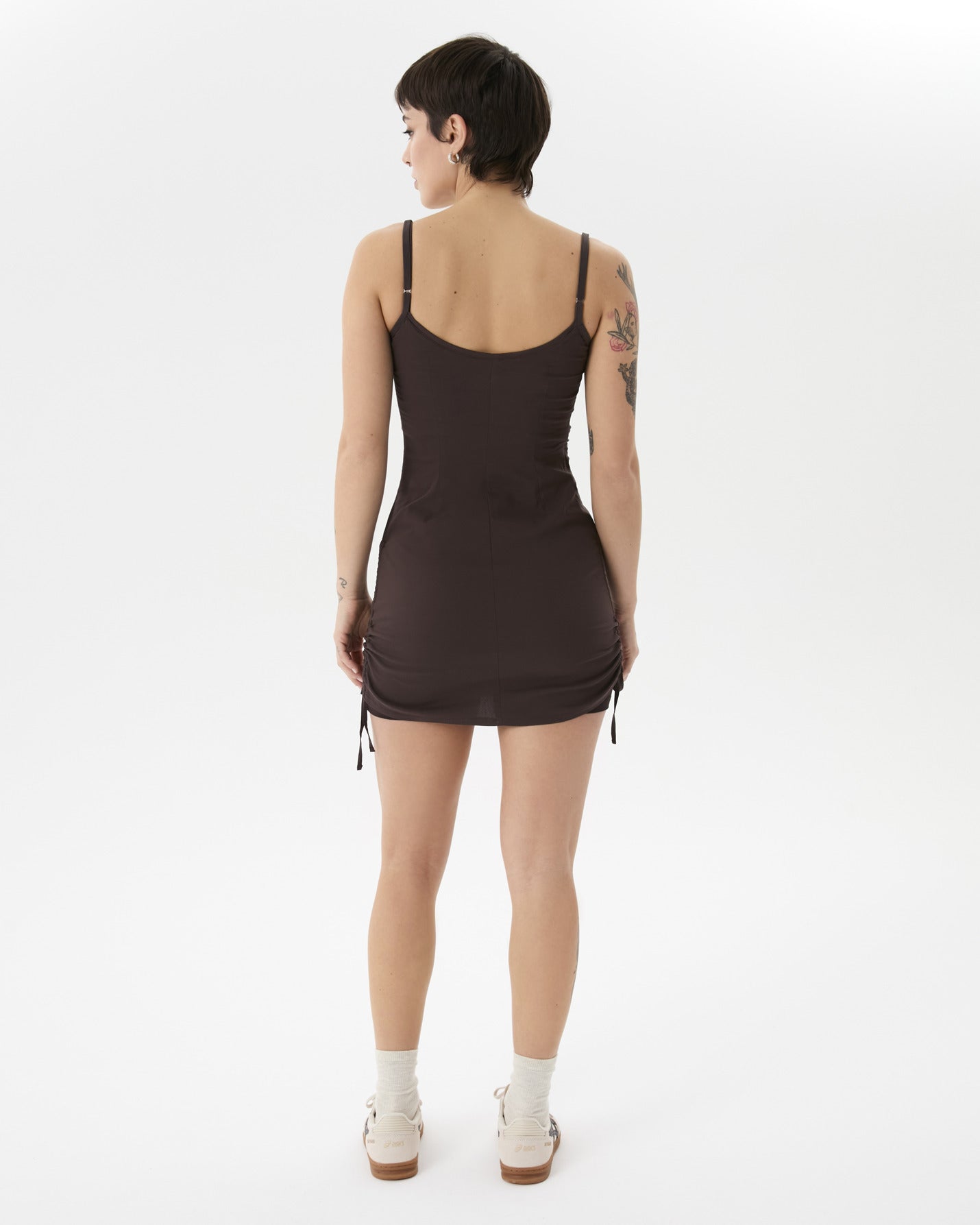 Kahverengi Büzgülü Tulumlu Elbise