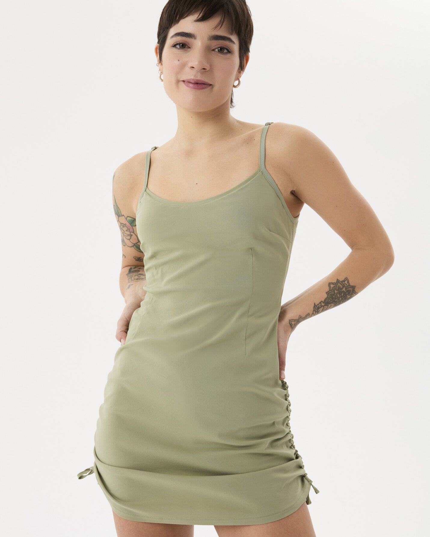 Matcha Büzgülü Tulumlu Elbise