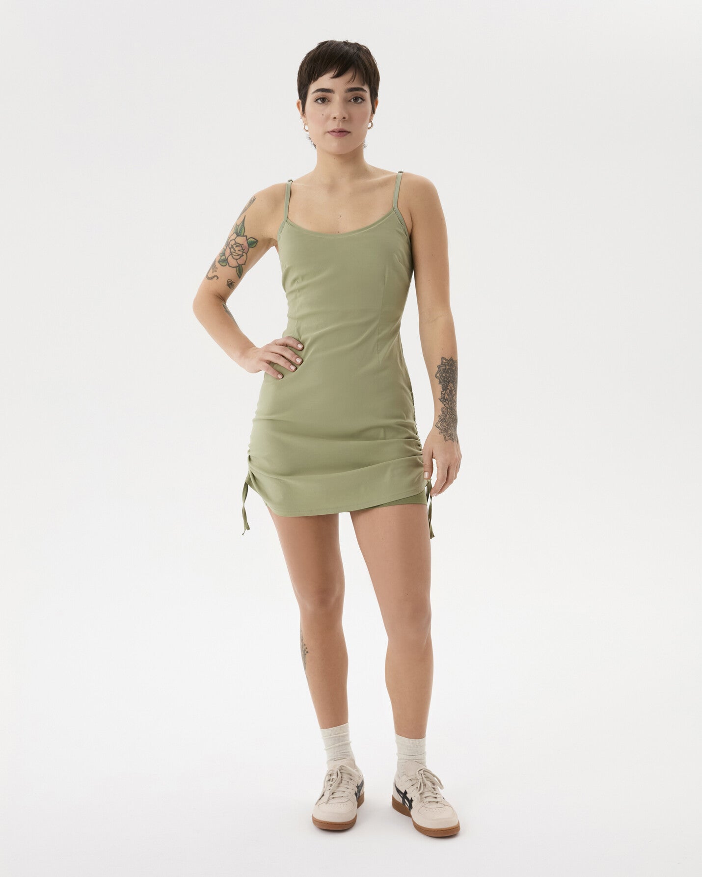 Matcha Büzgülü Tulumlu Elbise