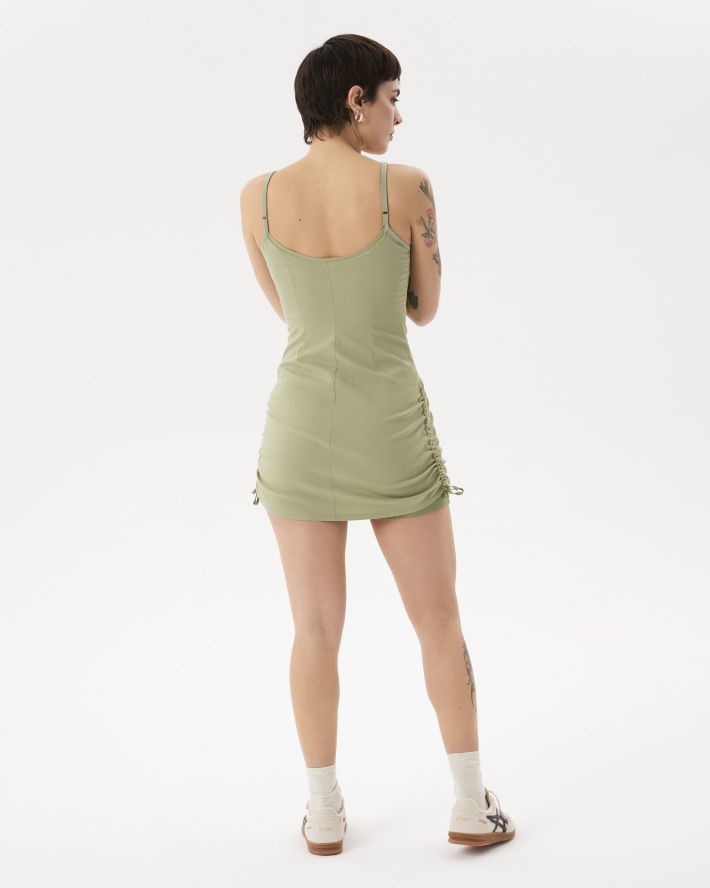 Matcha Büzgülü Tulumlu Elbise