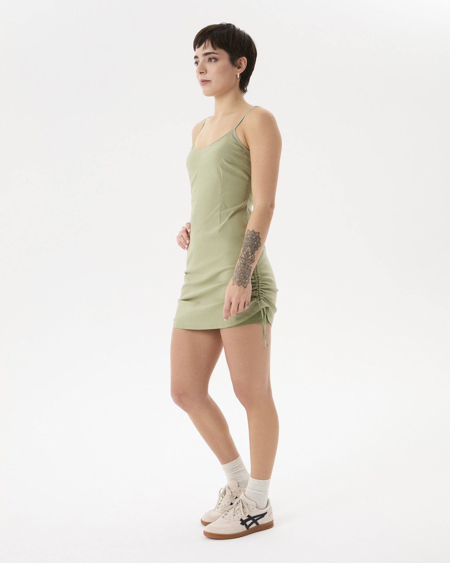 Matcha Büzgülü Tulumlu Elbise