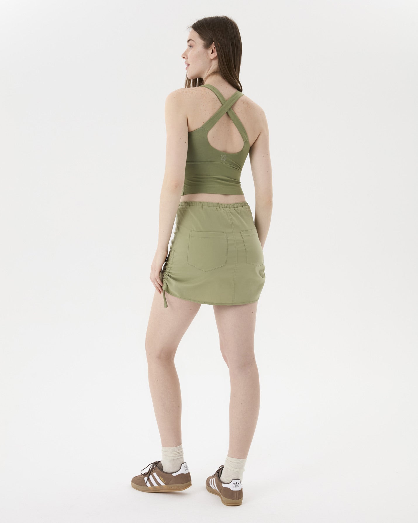 Matcha Şortlu Büzgülü Etek