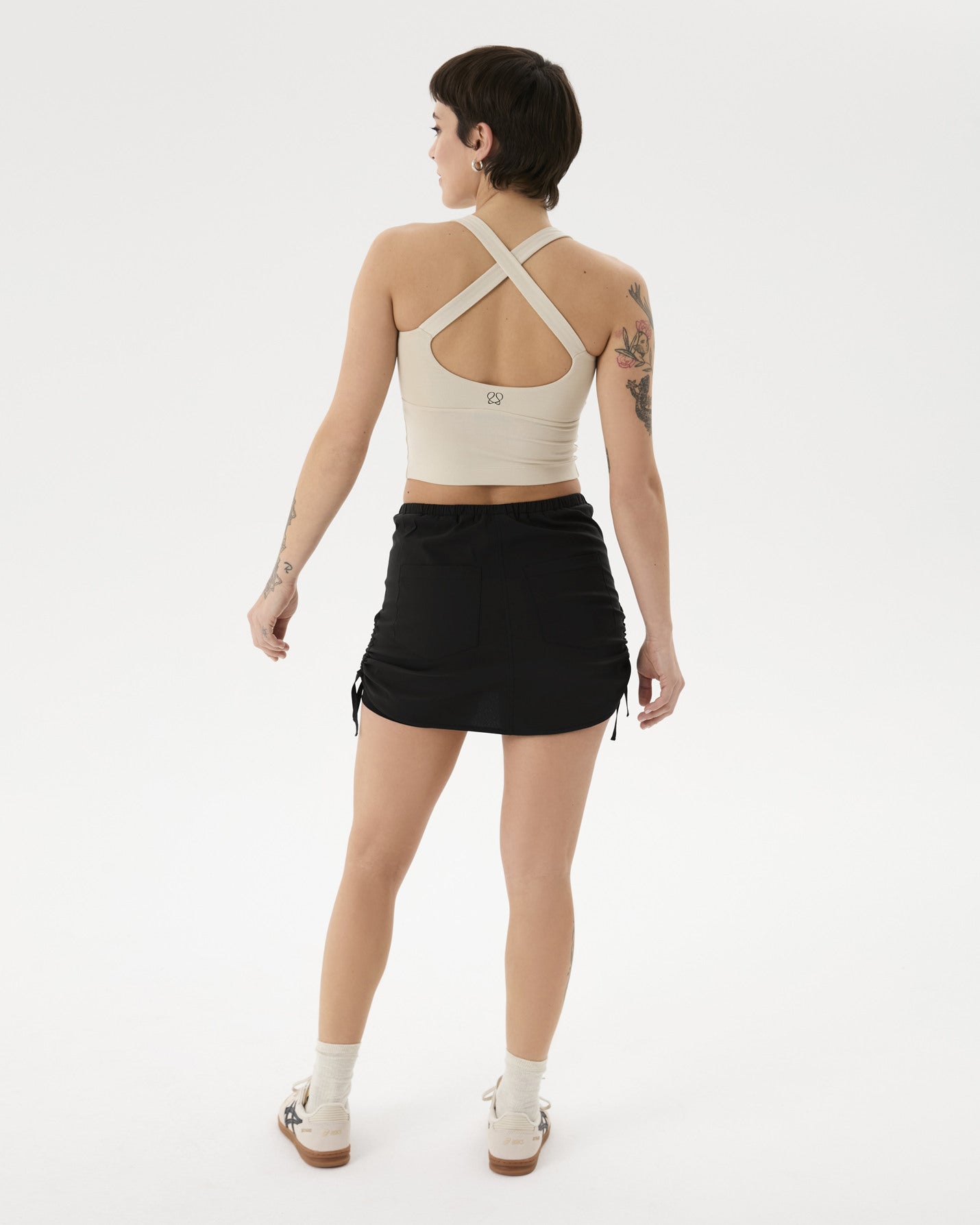 Siyah Şortlu Büzgülü Etek