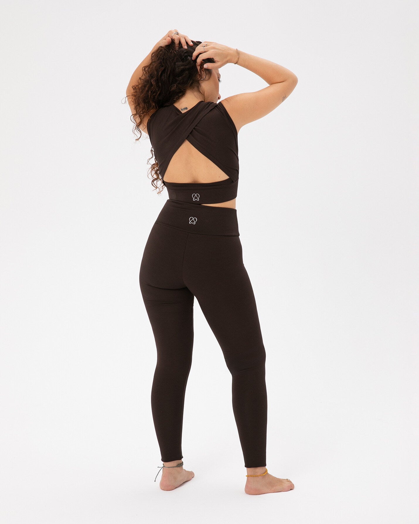 Kahverengi Çift Katlı Basic Viskoz Tayt