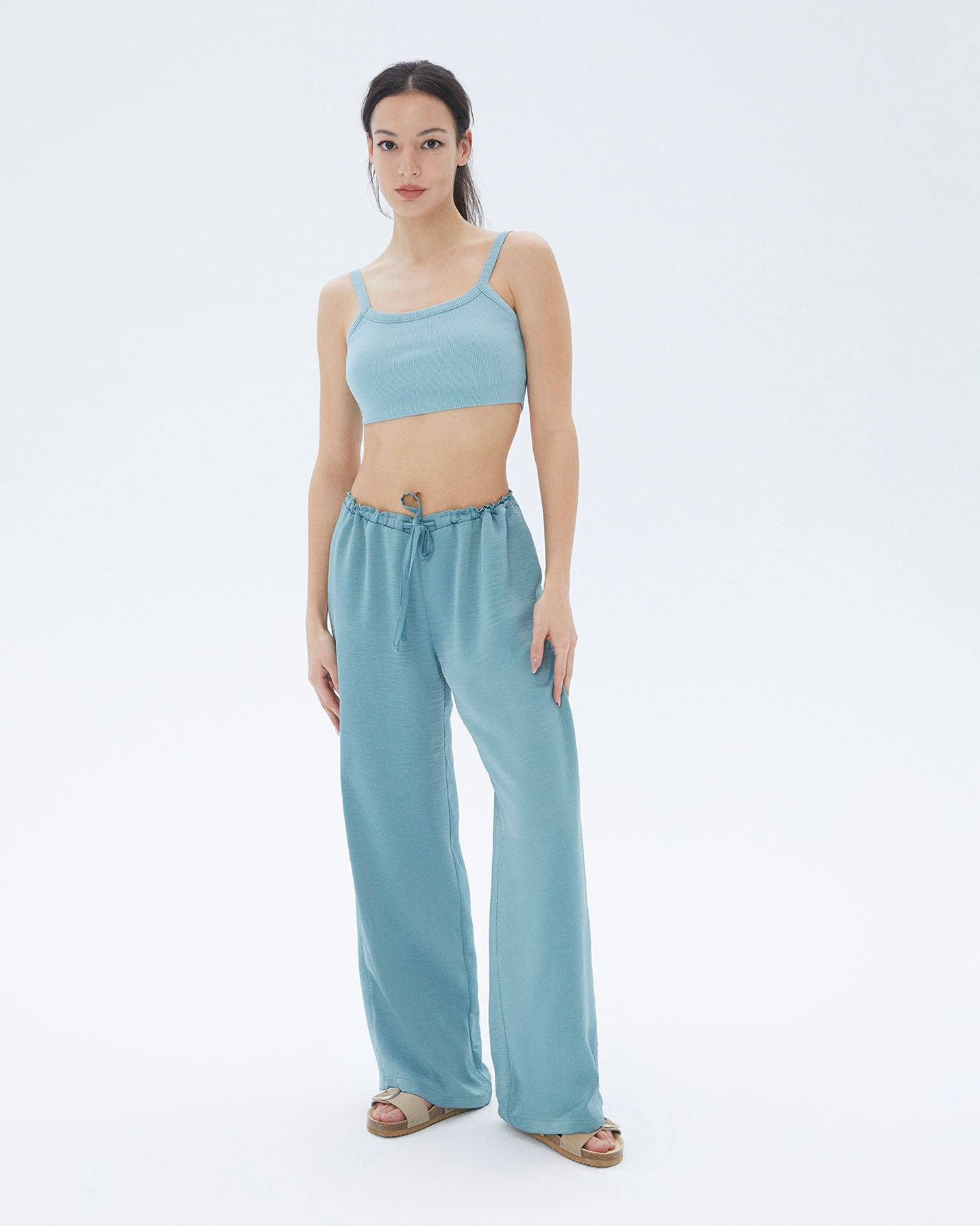 Bağcıklı Büzgülü Pantolon