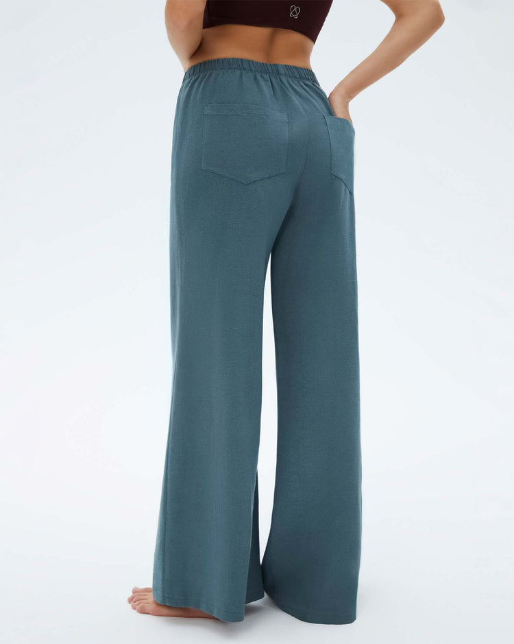 Dalga Wide Keten Pantolon
