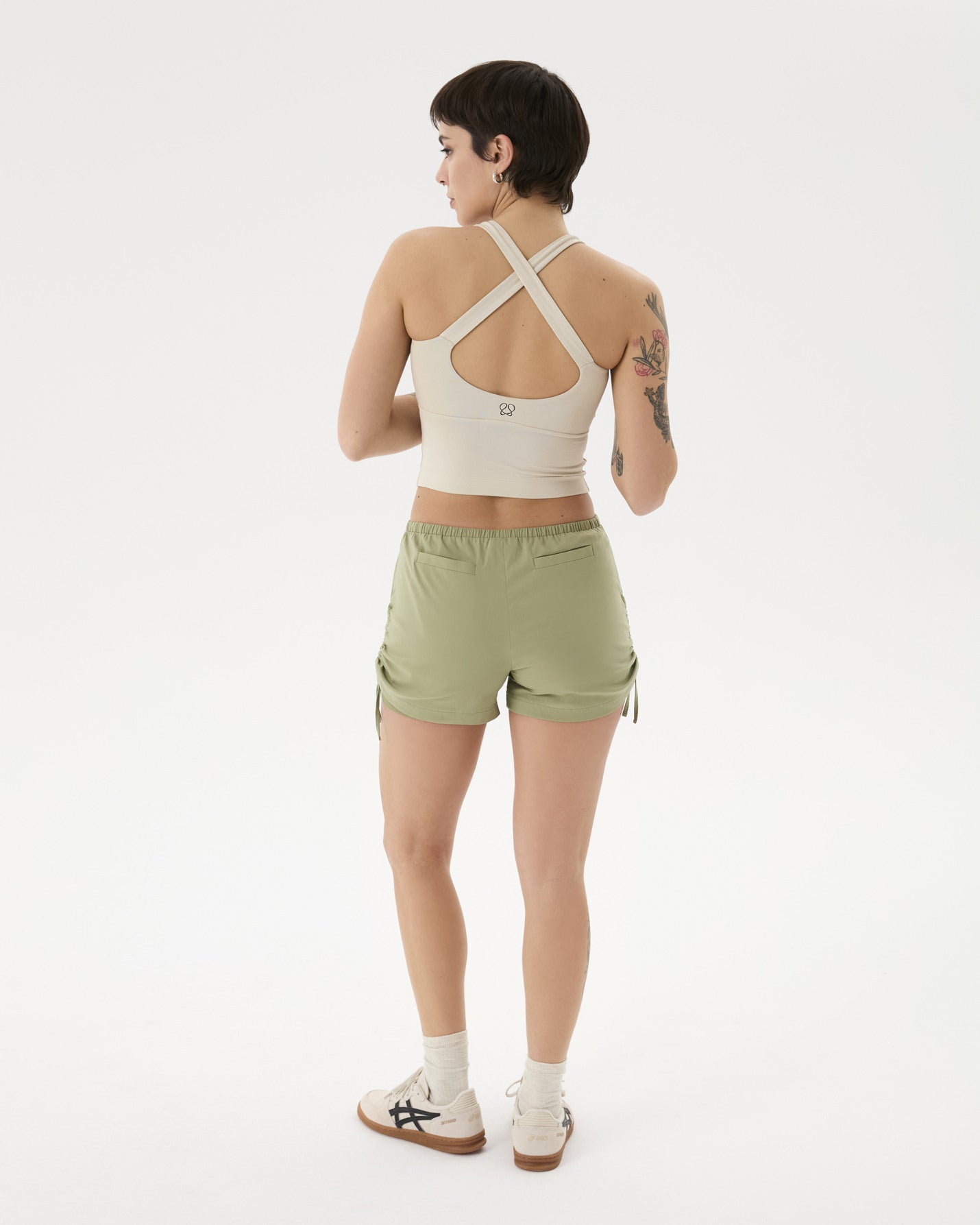 Matcha Çift Katlı Büzgülü Şort