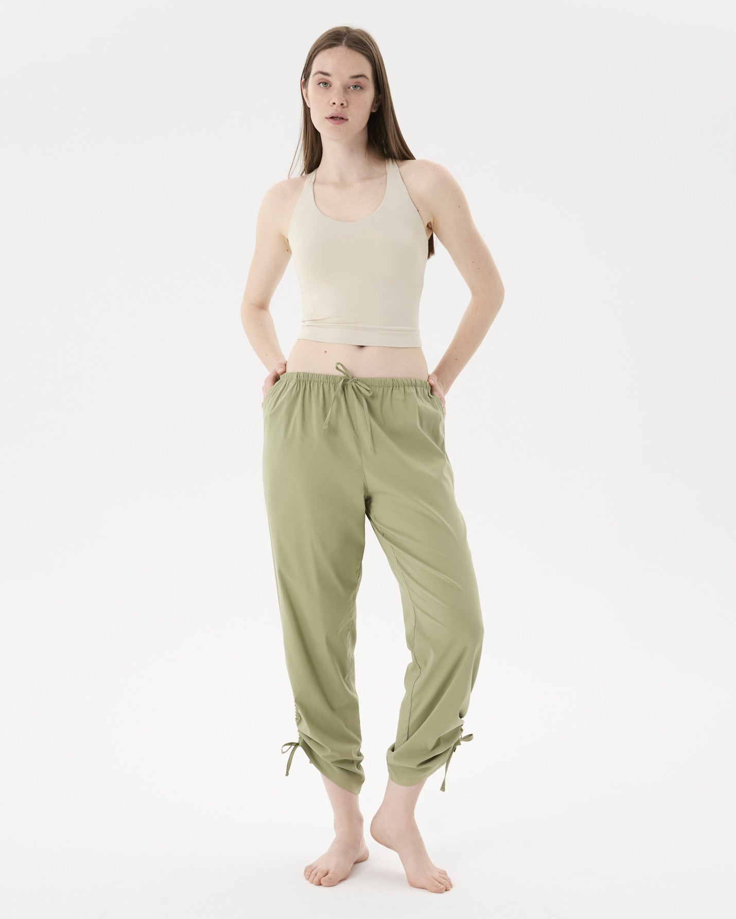 Matcha Paça Büzgülü Rahat Pantolon