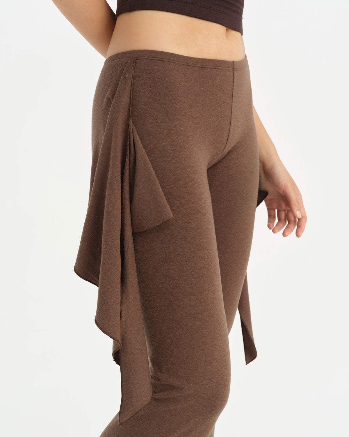 Kahve Melanj Yünlü Wrap Pantolon