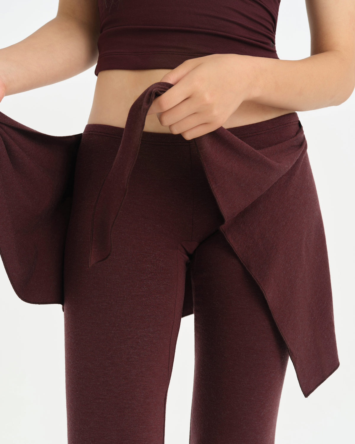 Kestane Melanj Yünlü Wrap Pantolon