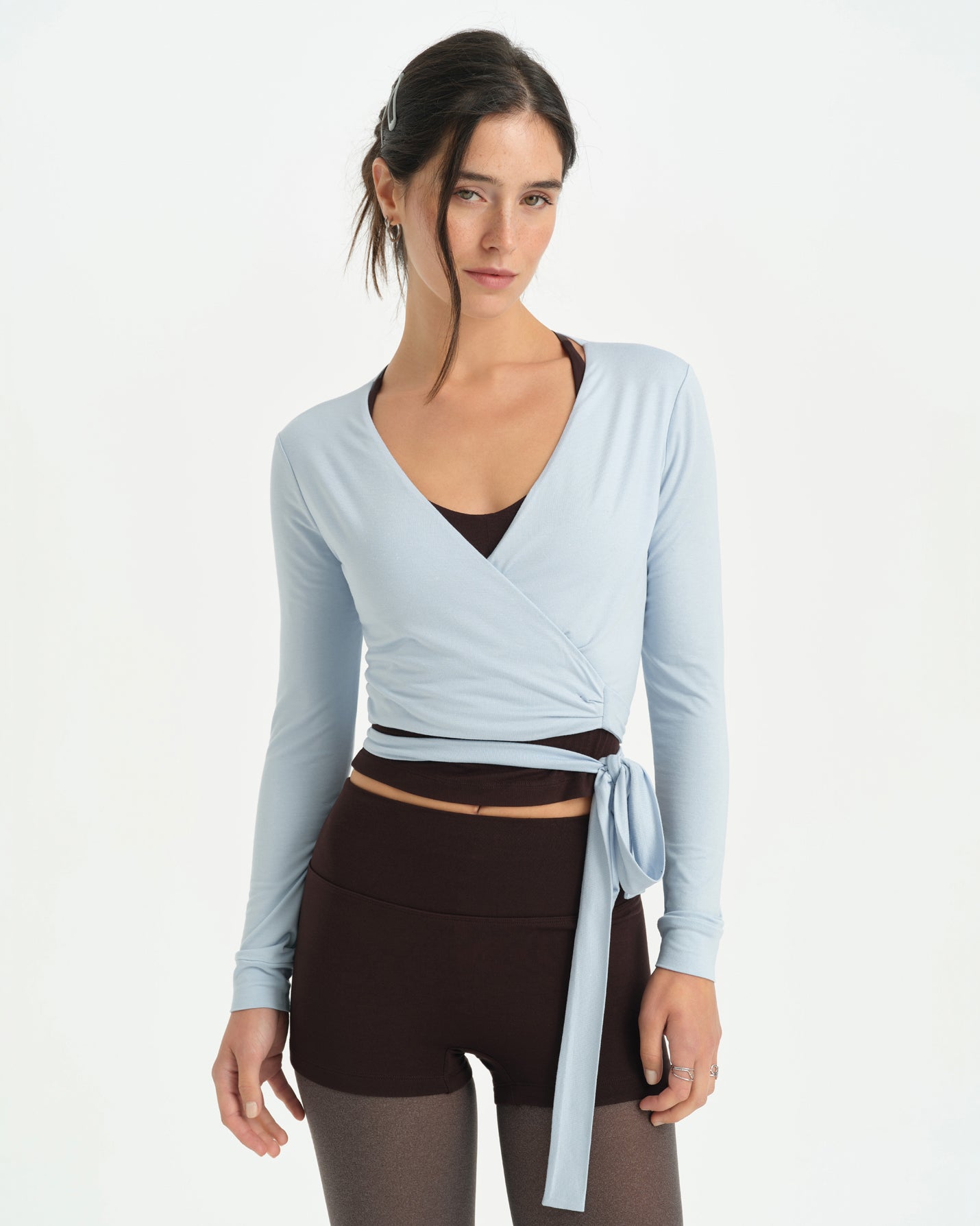 Baby Blue Anvelop Wrap Crop