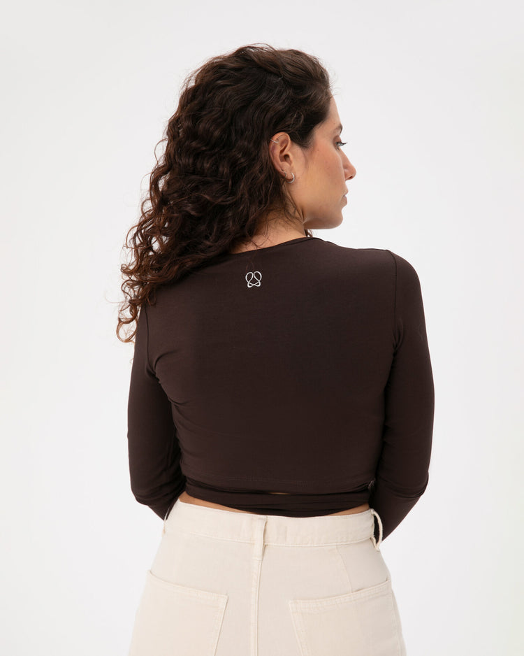 Kahverengi Anvelop Wrap Crop