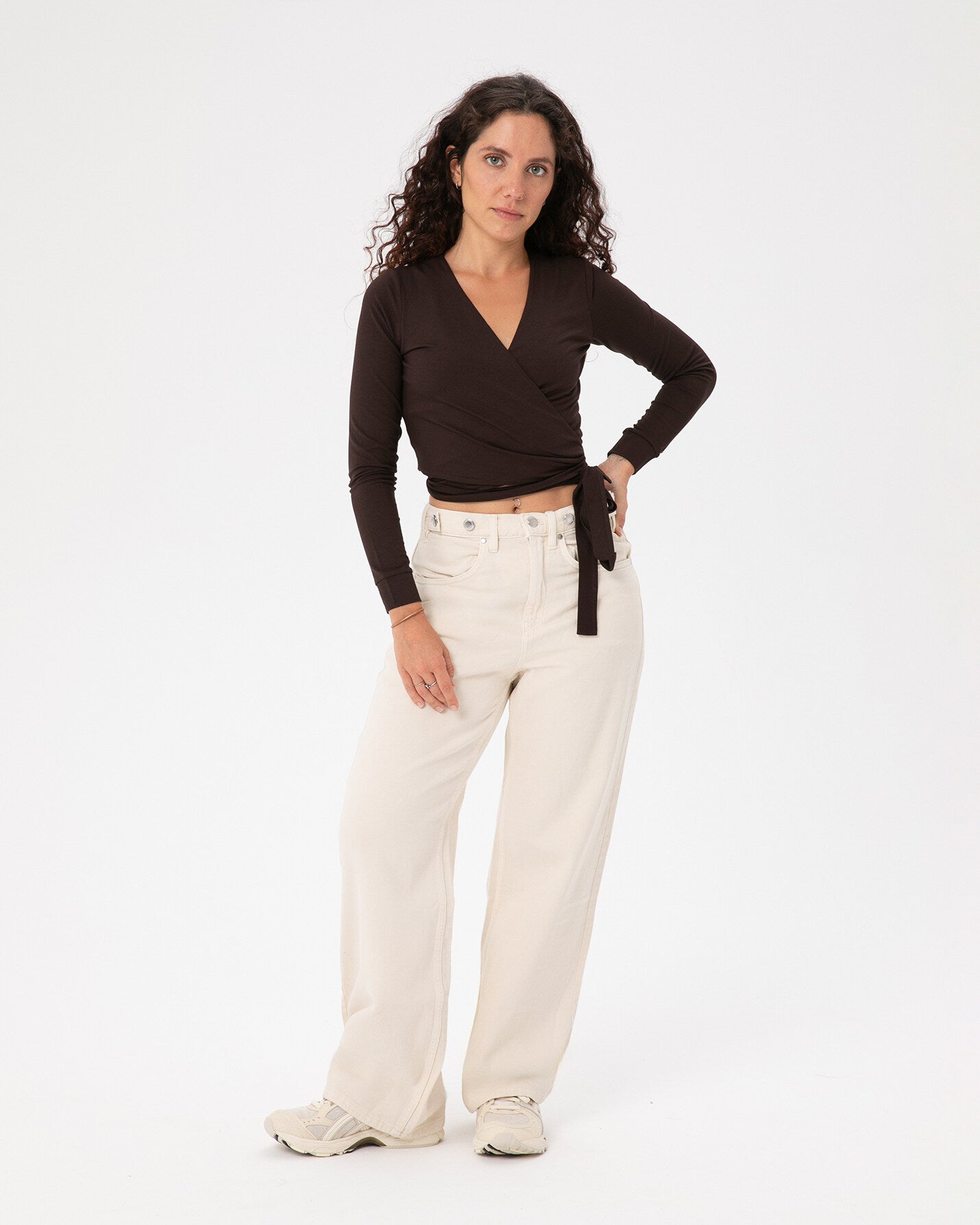 Kahverengi Anvelop Wrap Crop