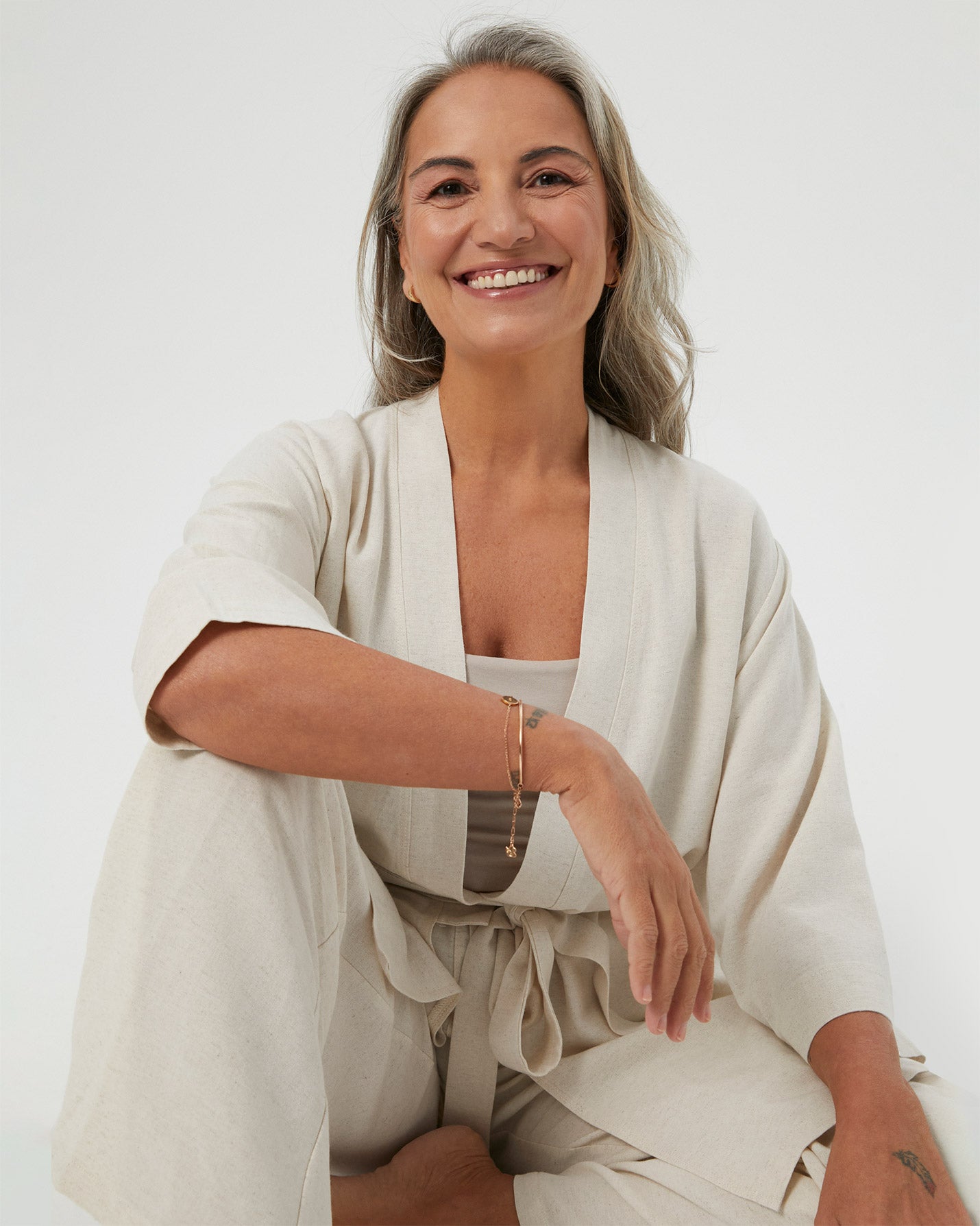 Bej Keten Kimono