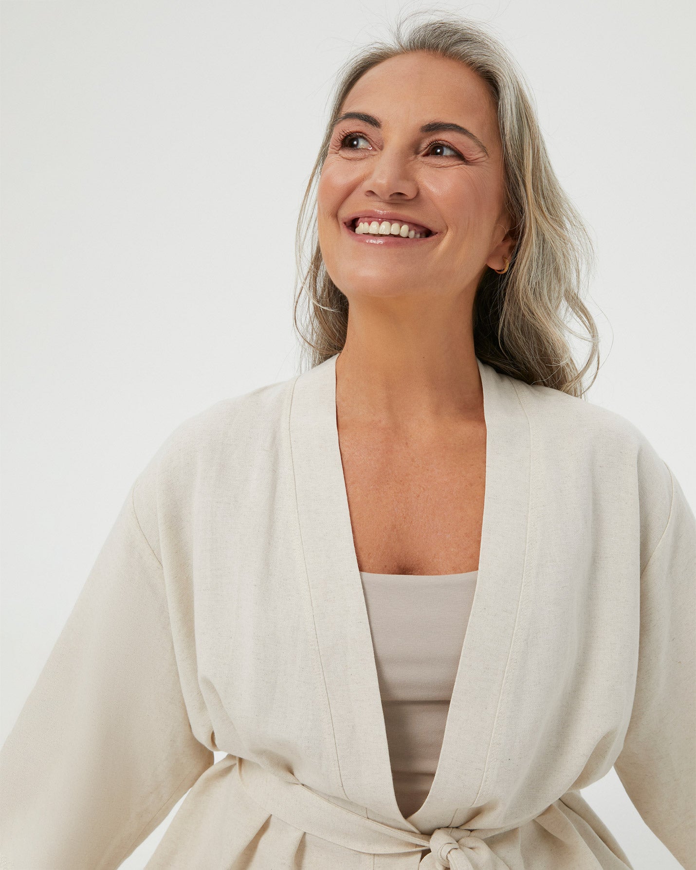 Bej Keten Kimono