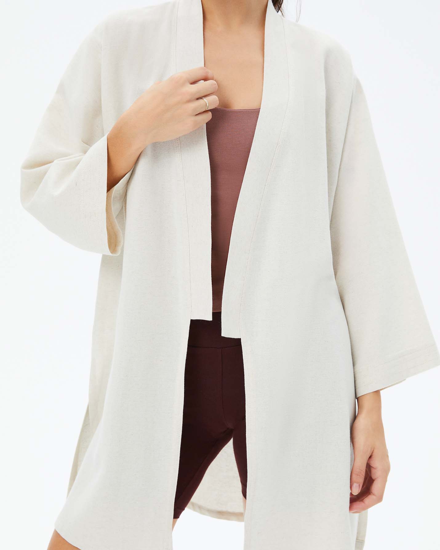 Bej Keten Kimono