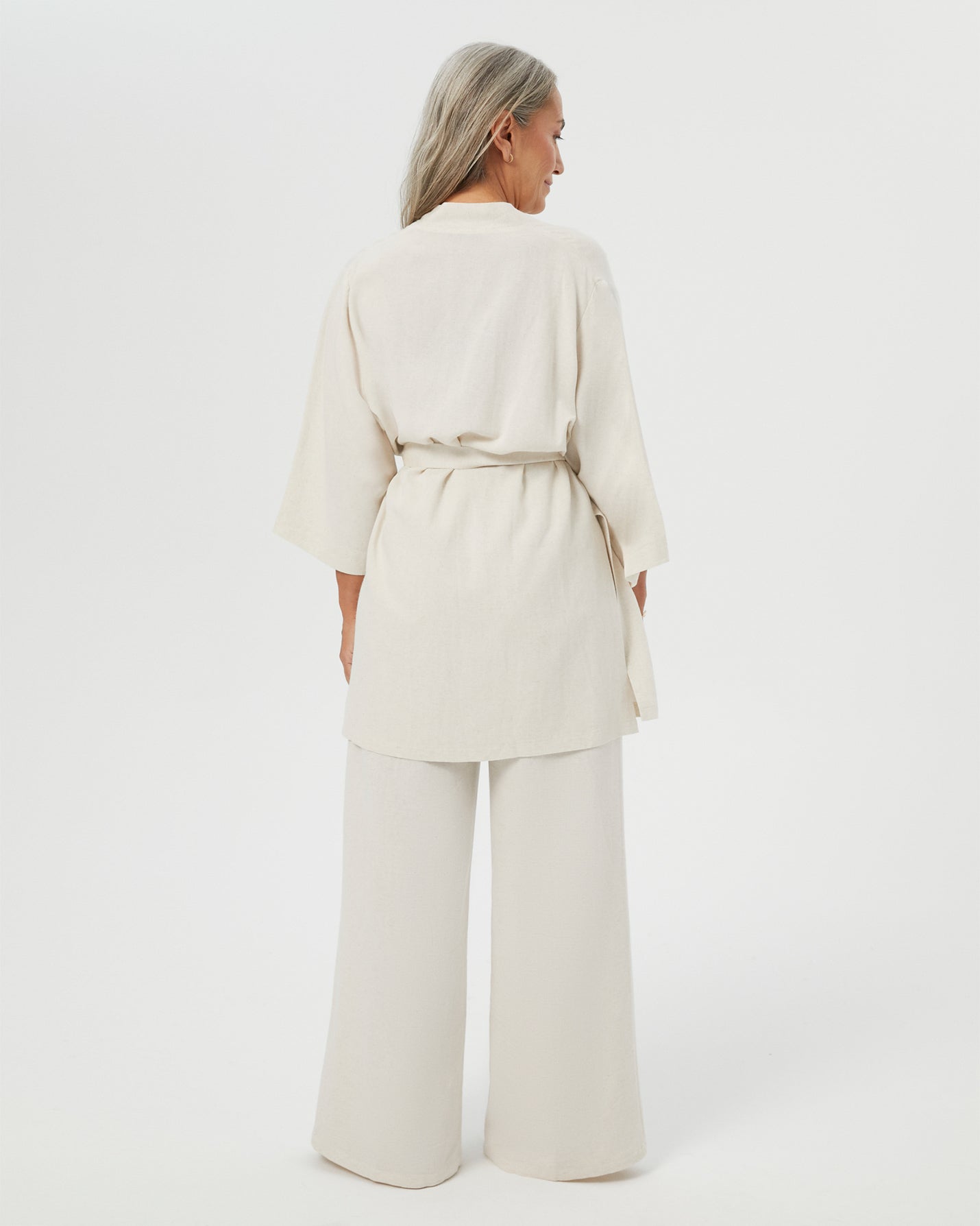 Bej Keten Kimono