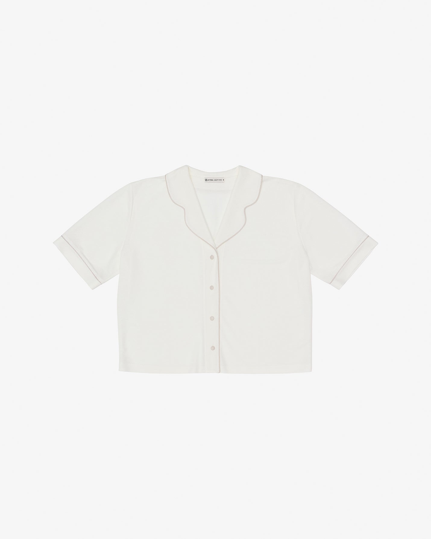 Ekru Kısa Kollu Pijama Gömlek