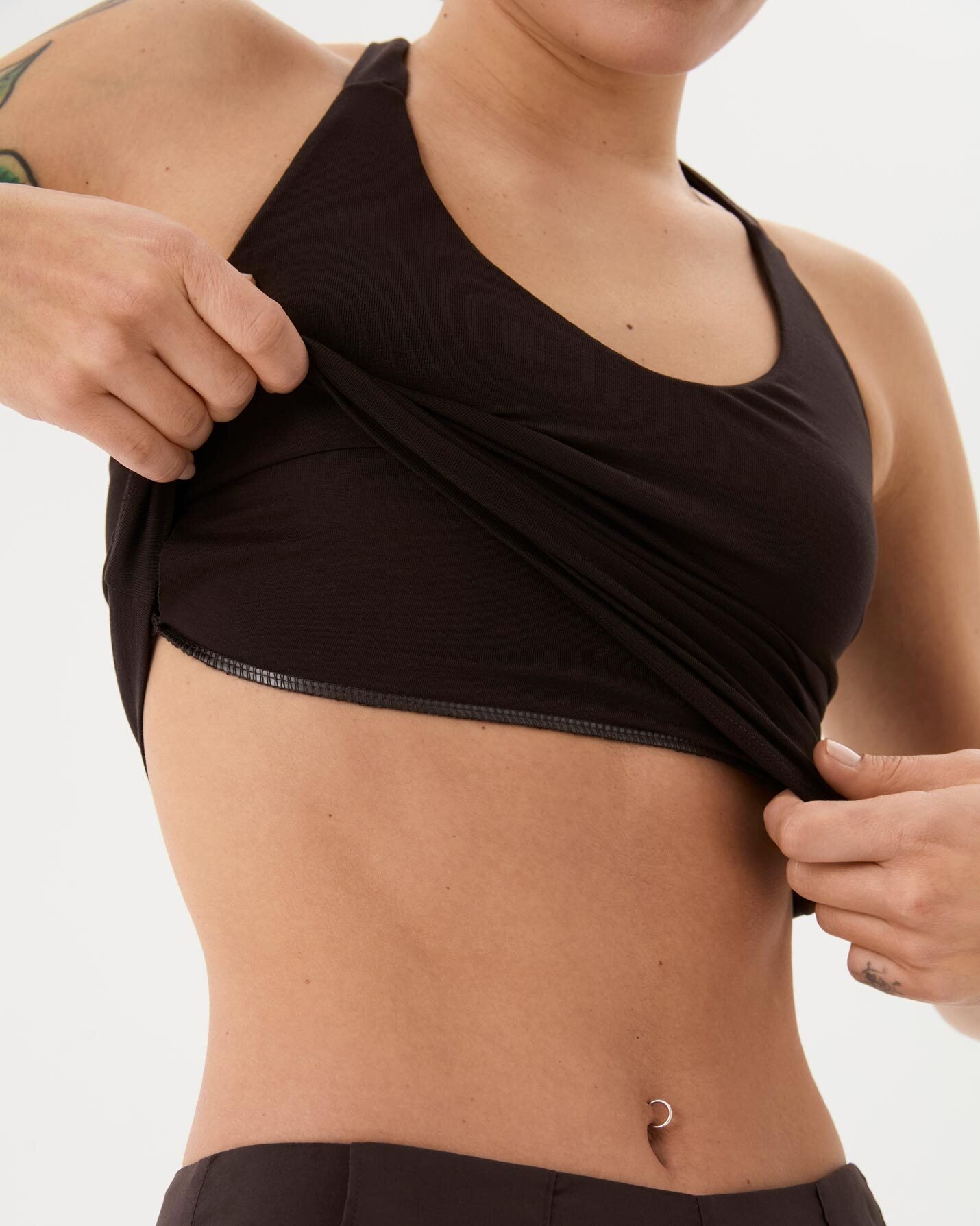 Kahverengi Halter Half Crop Bluz