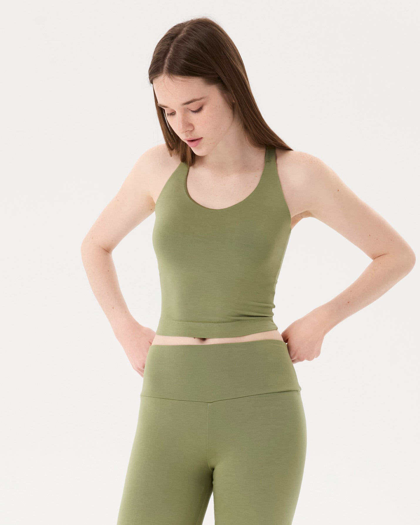 Matcha Halter Half Crop Bluz