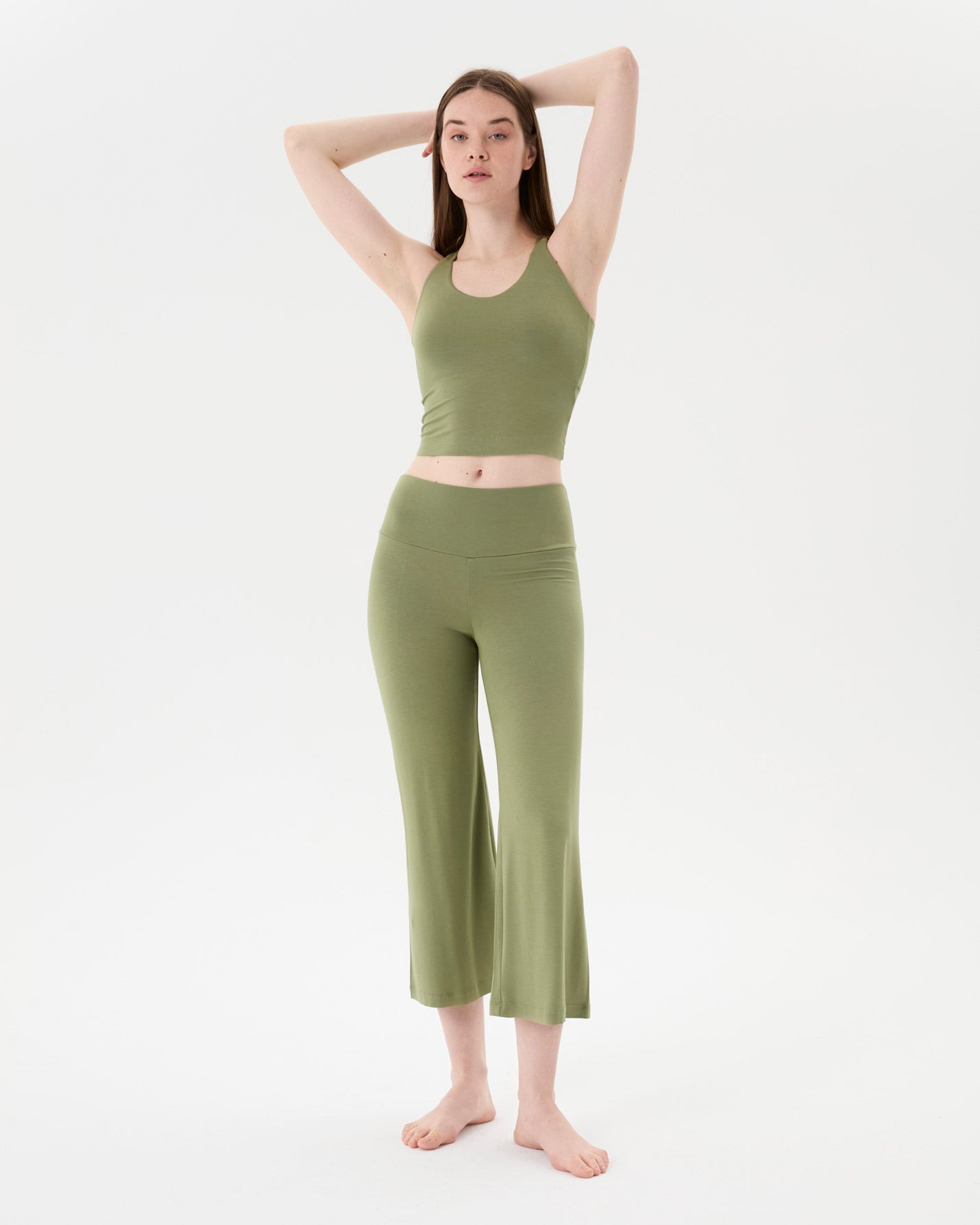 Matcha Halter Half Crop Bluz