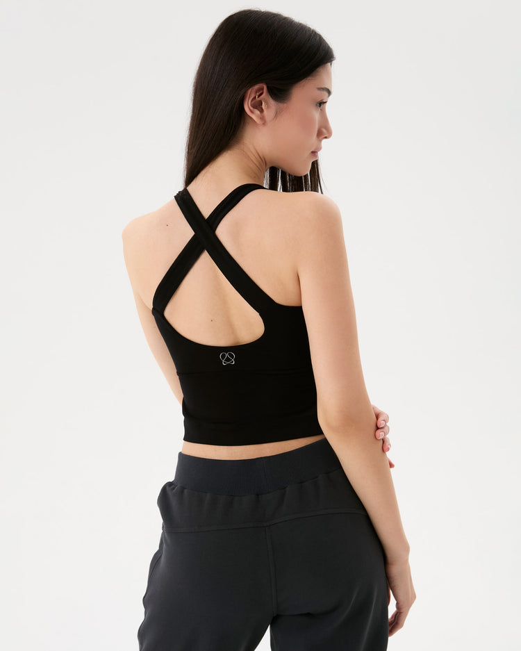 Siyah Halter Half Crop Bluz