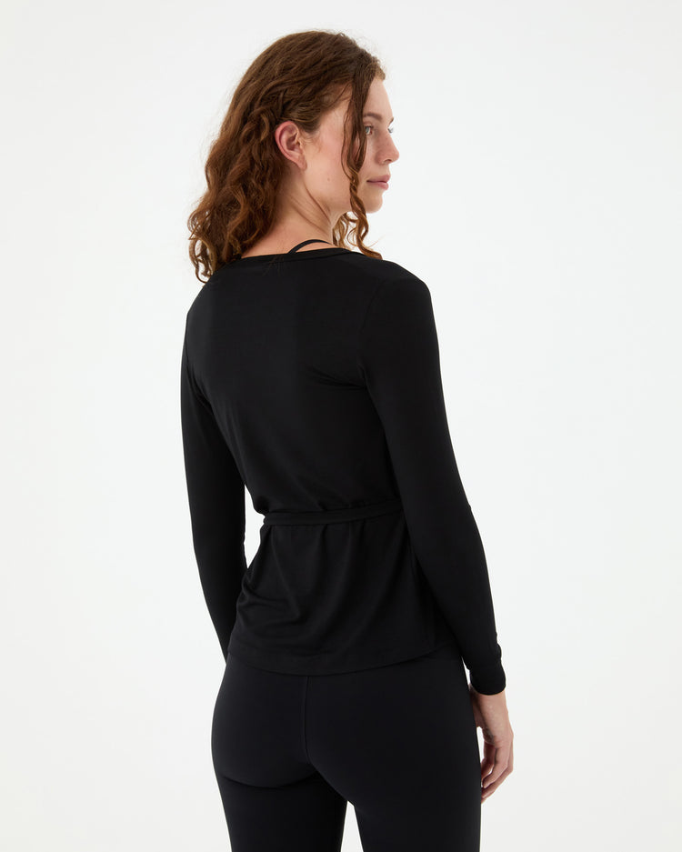 Siyah Anvelop Bağlamalı Bluz