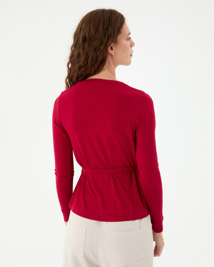 Vişne Anvelop Bağlamalı Bluz