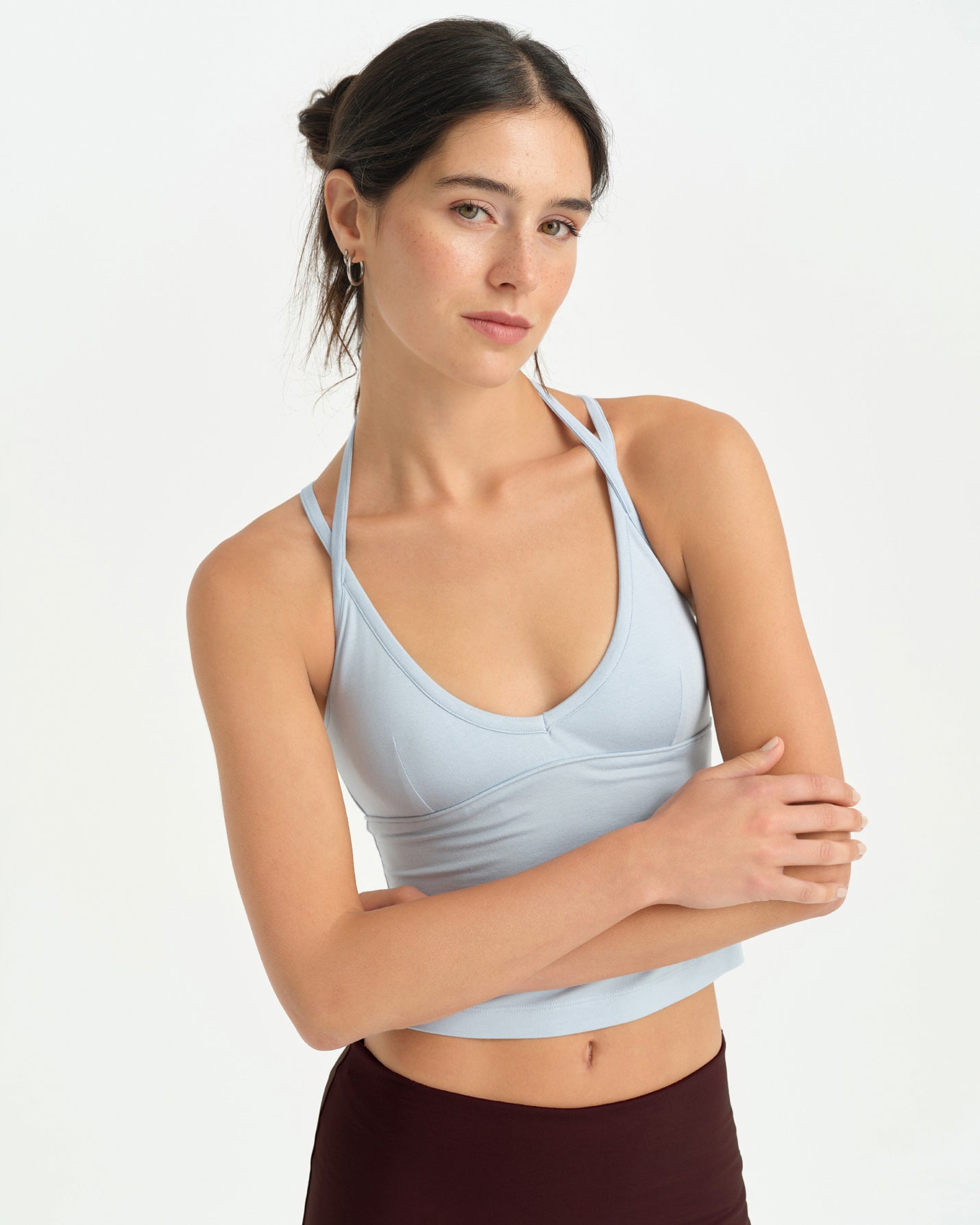 Baby Blue Çift Askılı Halter Bluz