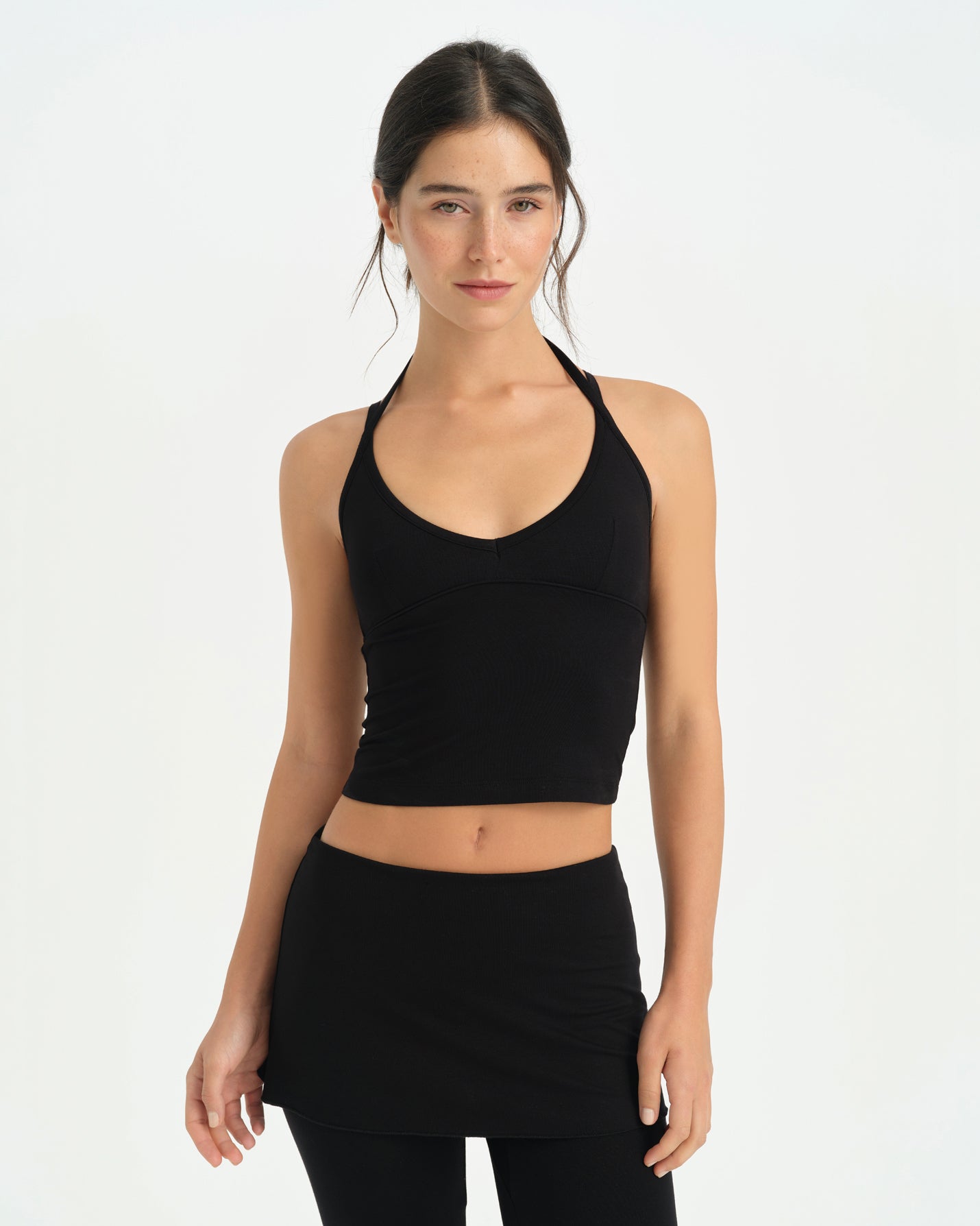 Siyah Çift Askılı Halter Bluz