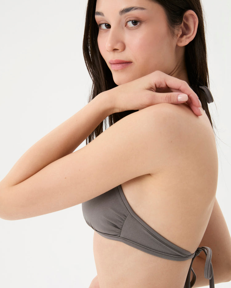 Gümüş İpli Halter Bikini Üstü