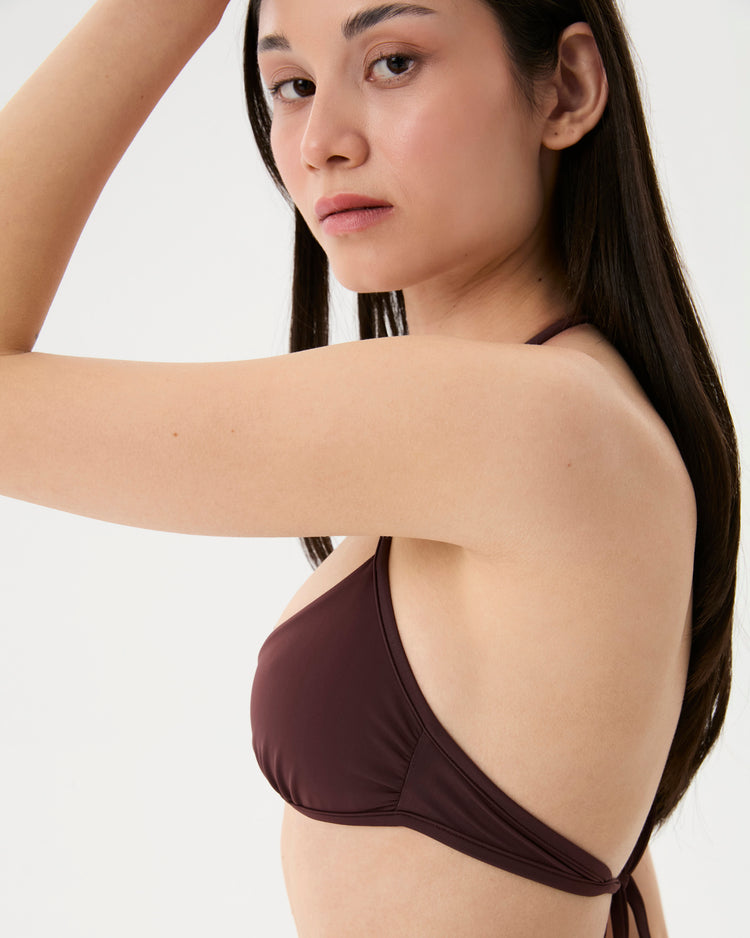 Mürdüm İpli Halter Bikini Üstü