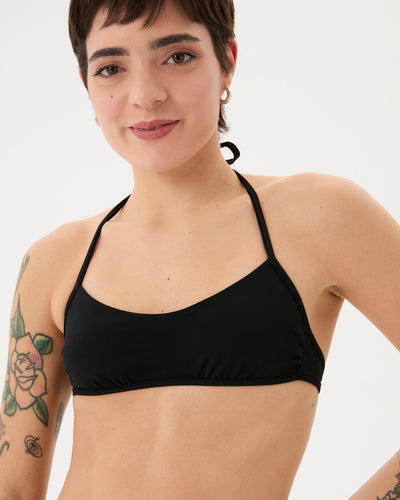 Siyah İpli Halter Bikini Üstü