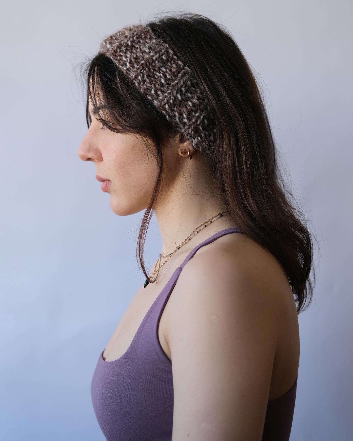 Sütlü Kahve El Örgüsü Saç Bandı