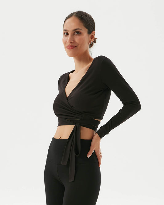 Siyah Anvelop Wrap Crop