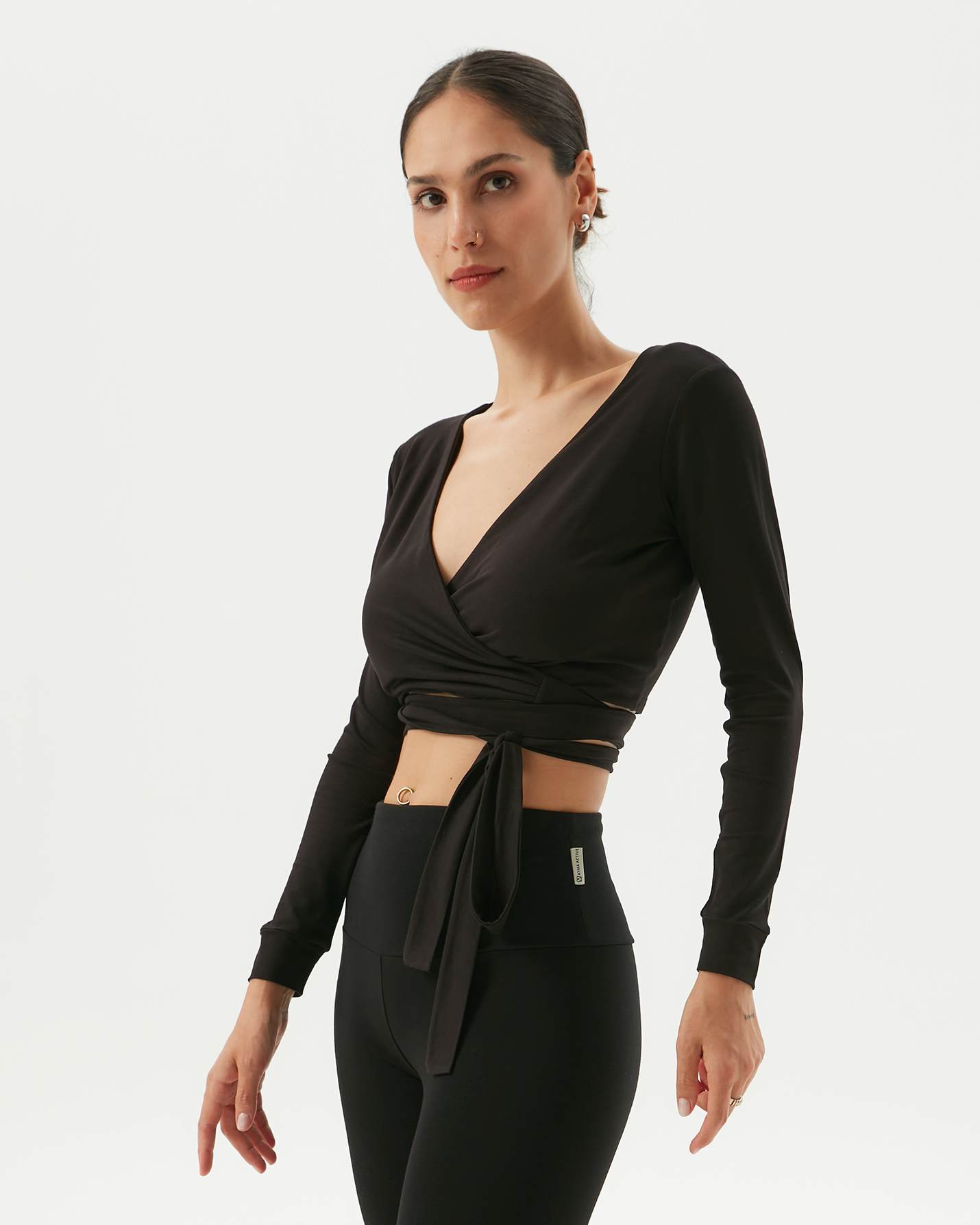 Siyah Anvelop Wrap Crop