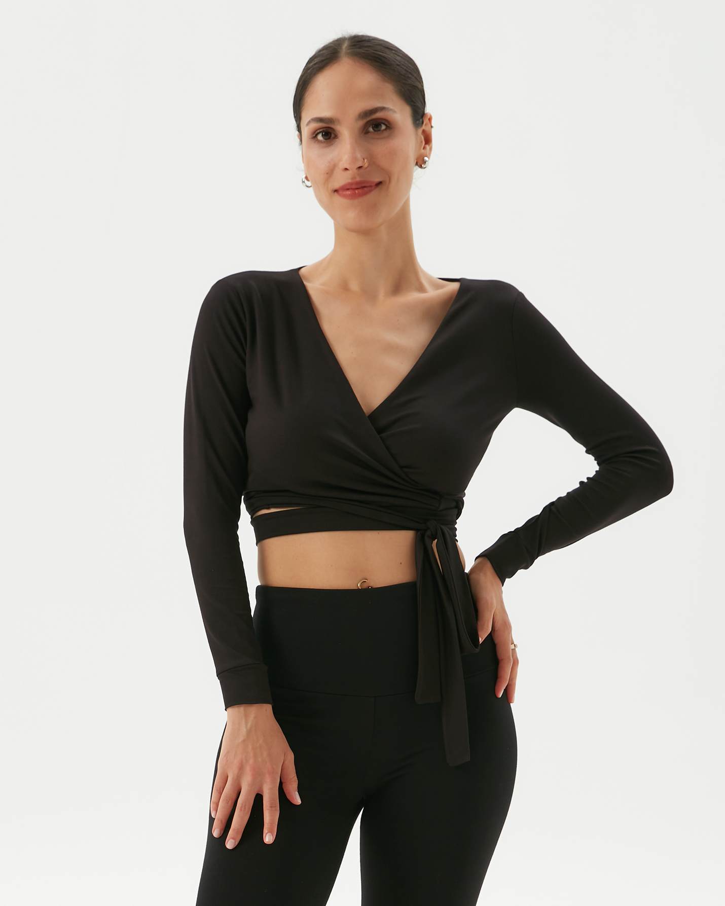 Siyah Anvelop Wrap Crop