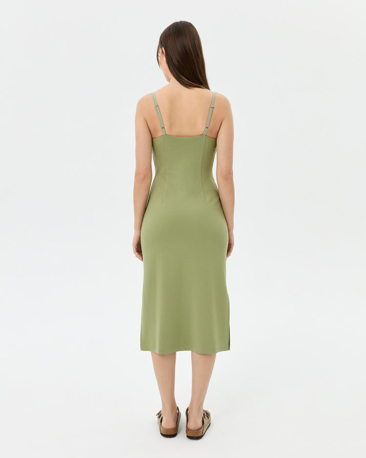 Matcha Askılı Midi Elbise